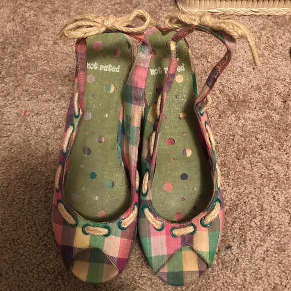 Not Rated Shoes - Not Rated Green & Pink Wedges Size 9 Worn Once